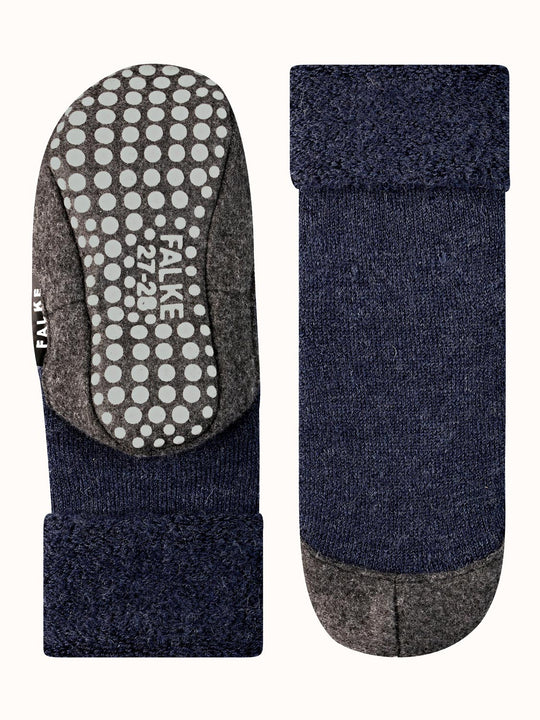 Merino wool toddler and kids felted slipper socks navy blue non slip sole #colour_dark-blue