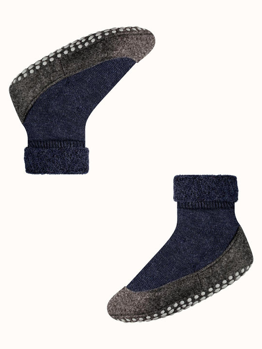 Merino wool toddler and kids felted slipper socks navy blue front #colour_dark-blue