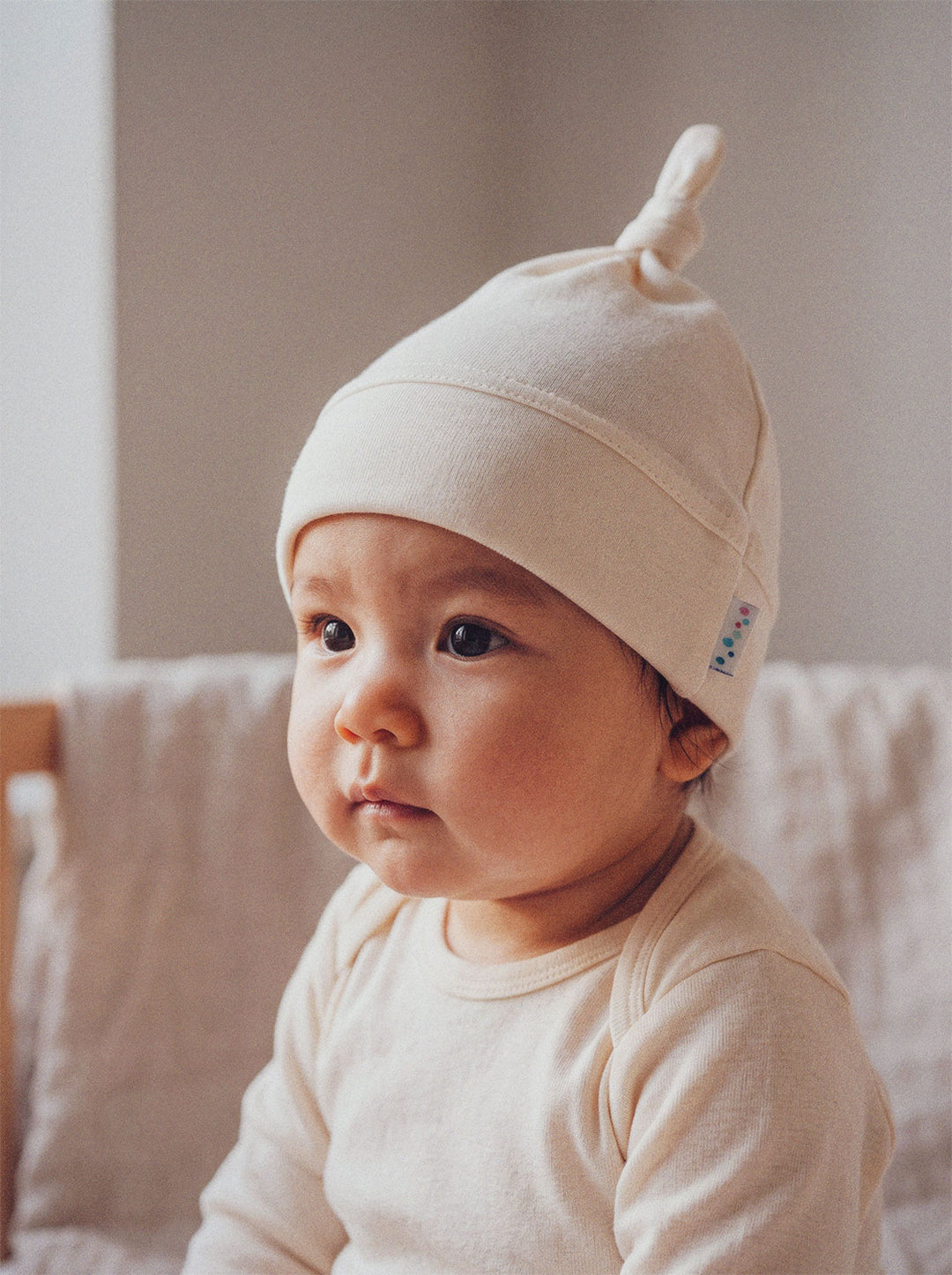 Merino baby hat white #colour_pure-ivory