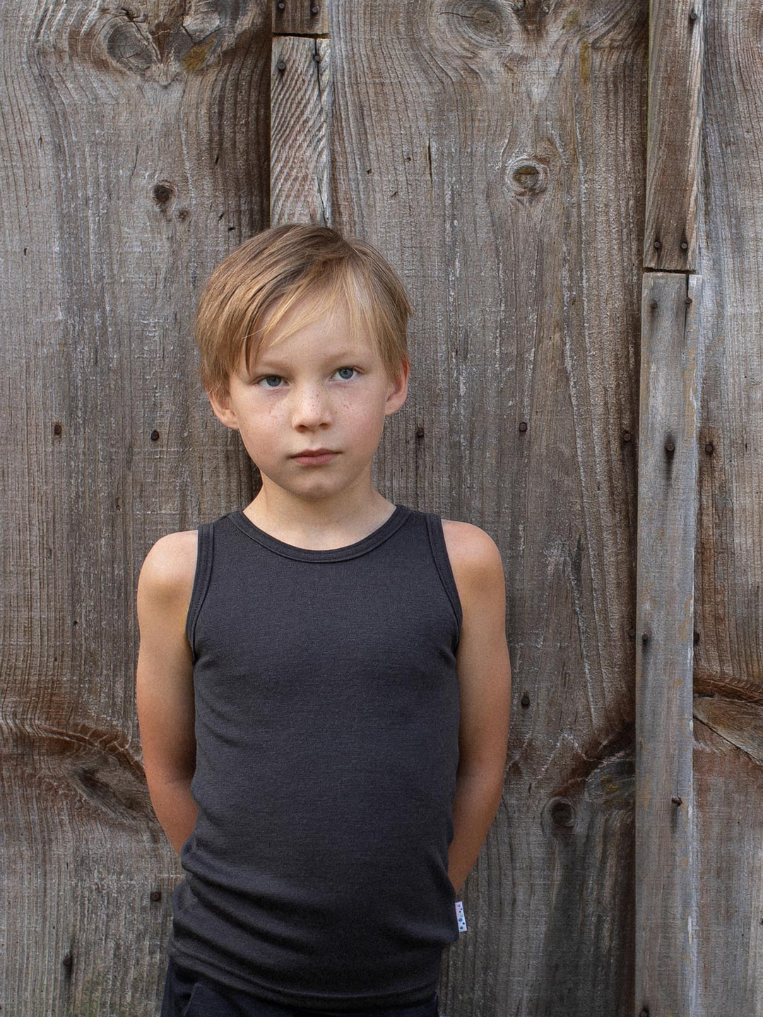 Kids Merino Vest Top Superlove Merino black detail #colour_ink