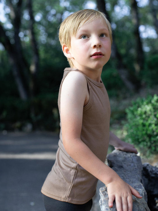 Kids Merino Vest Top Superlove Merino beige neutral side #colour_pebble