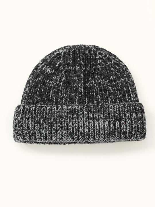 black merino wool fishermans knit beanie hat still unisex mens womens  #colour_flint