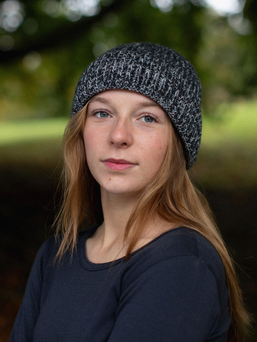 black merino wool fishermans knit beanie hat still unisex mens womens   front #colour_flint
