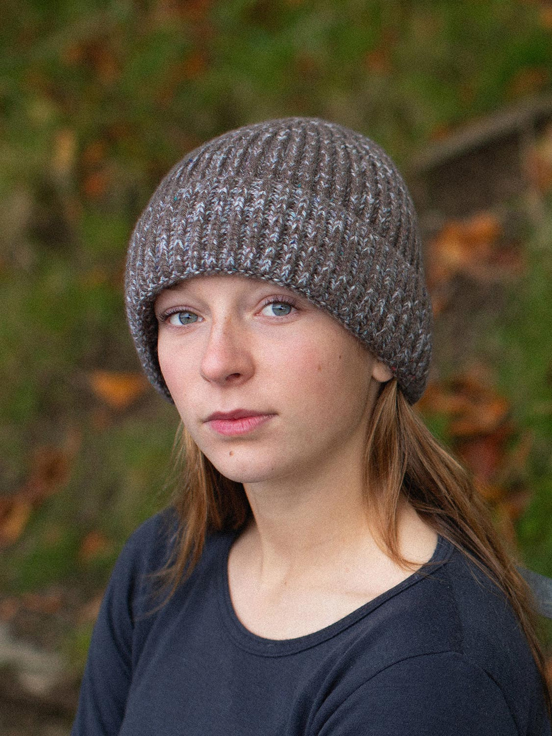 brown merino wool fishermans knit beanie hat front unisex mens womens  #colour_fellstone