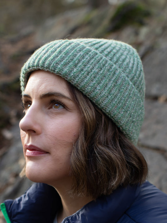 forest green merino wool fishermans knit beanie hat unisex womens #colour_celestine