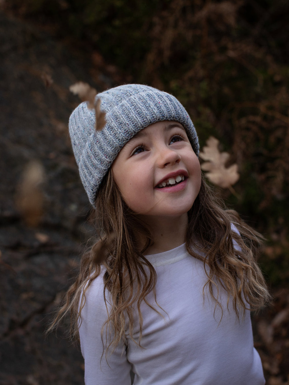 grey merino wool fishermans knit beanie hat kids unisex #colour_glacial-quartz