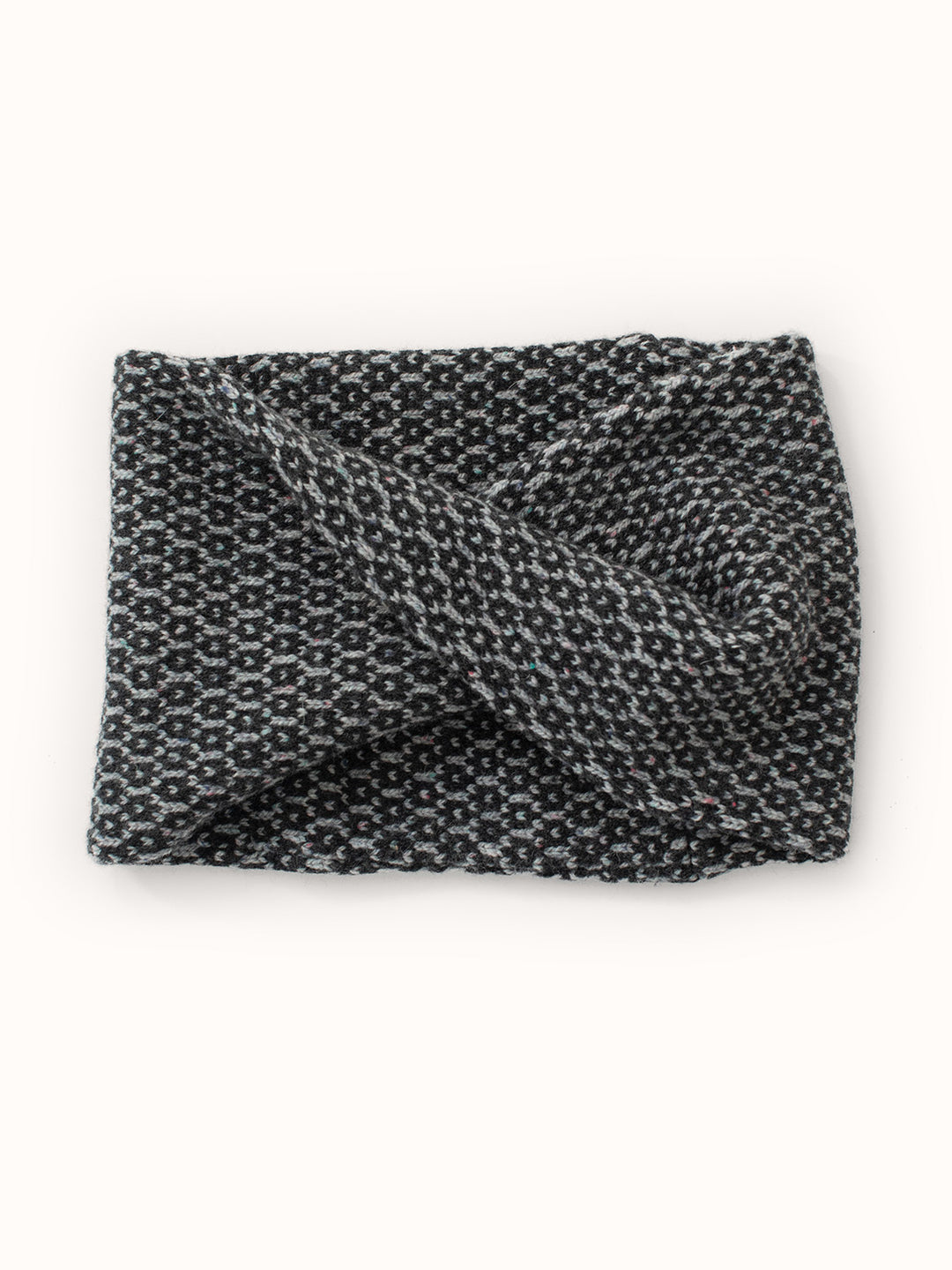 Merino wool womens neck cowl snood knit in black still image #colour_flint