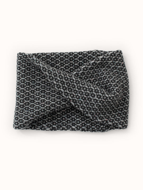 Merino wool womens neck cowl snood knit in black still image #colour_flint