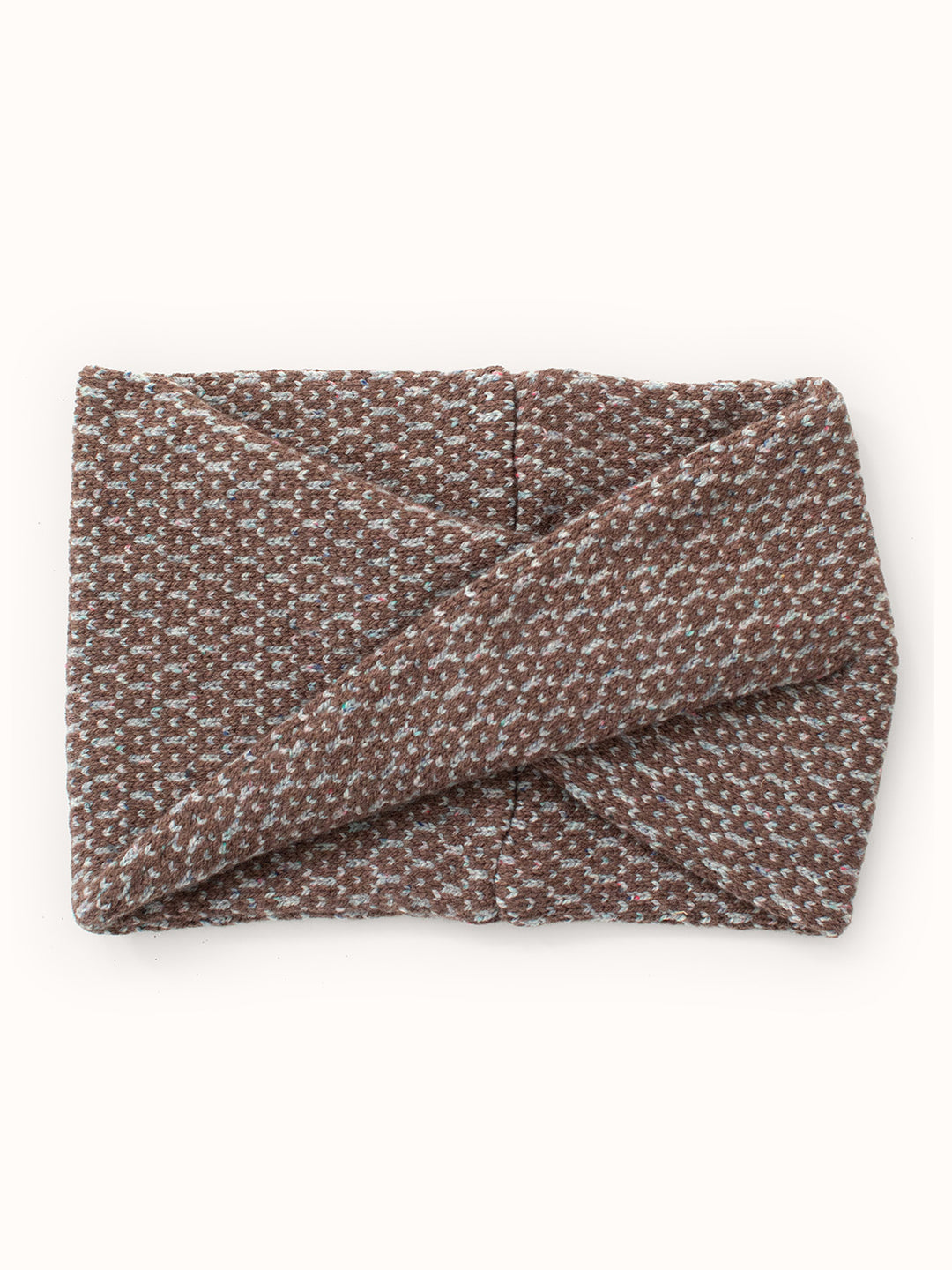 Merino wool womens neck cowl snood knit in brown still image #colour_fellstone