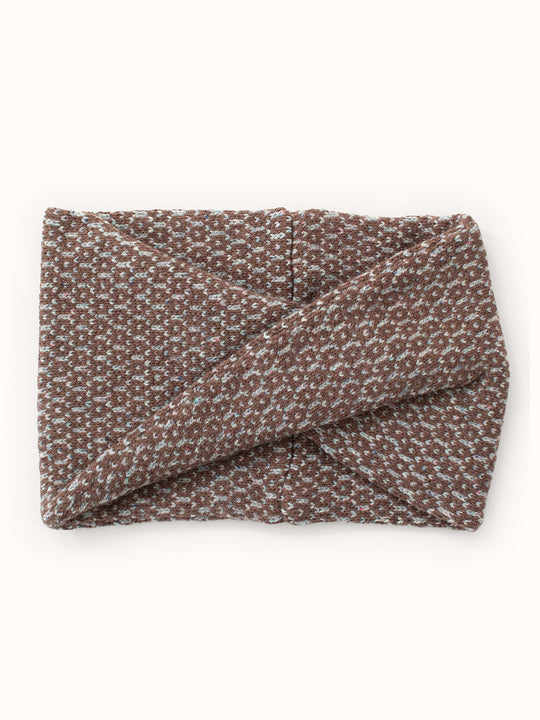 Merino wool womens neck cowl snood knit in brown still image #colour_fellstone