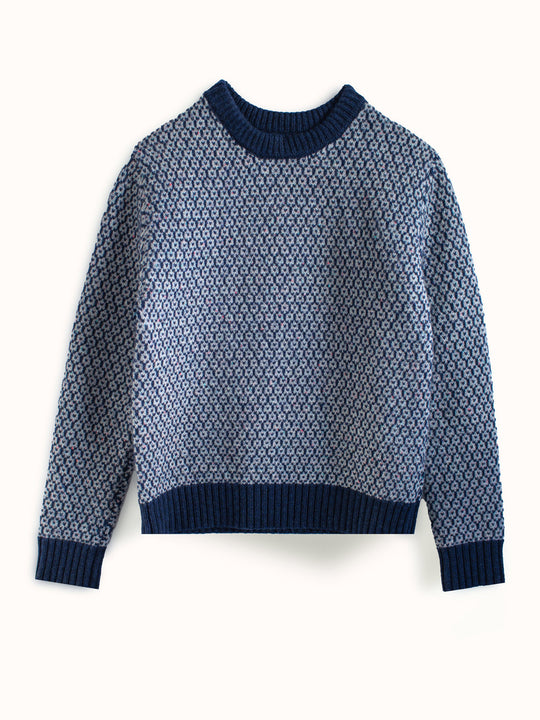 Merino wool womens crew neck jumper sweater knit in navy blue winter icelandic knit still #colour_nocturne