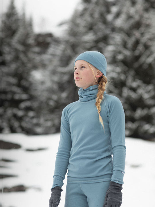 Merino kids thermal baselayer ski blue front #colour_lake