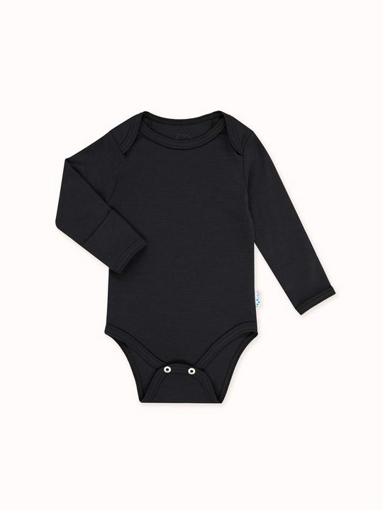 Baby Merino Bodysuit Superlove Merino black front #colour_ink