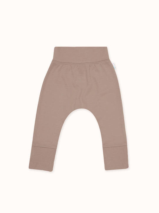 Merino baby footed legging neutral beige #colour_pebble