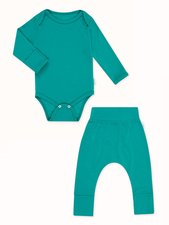Merino baby legging green set #colour_wild-green