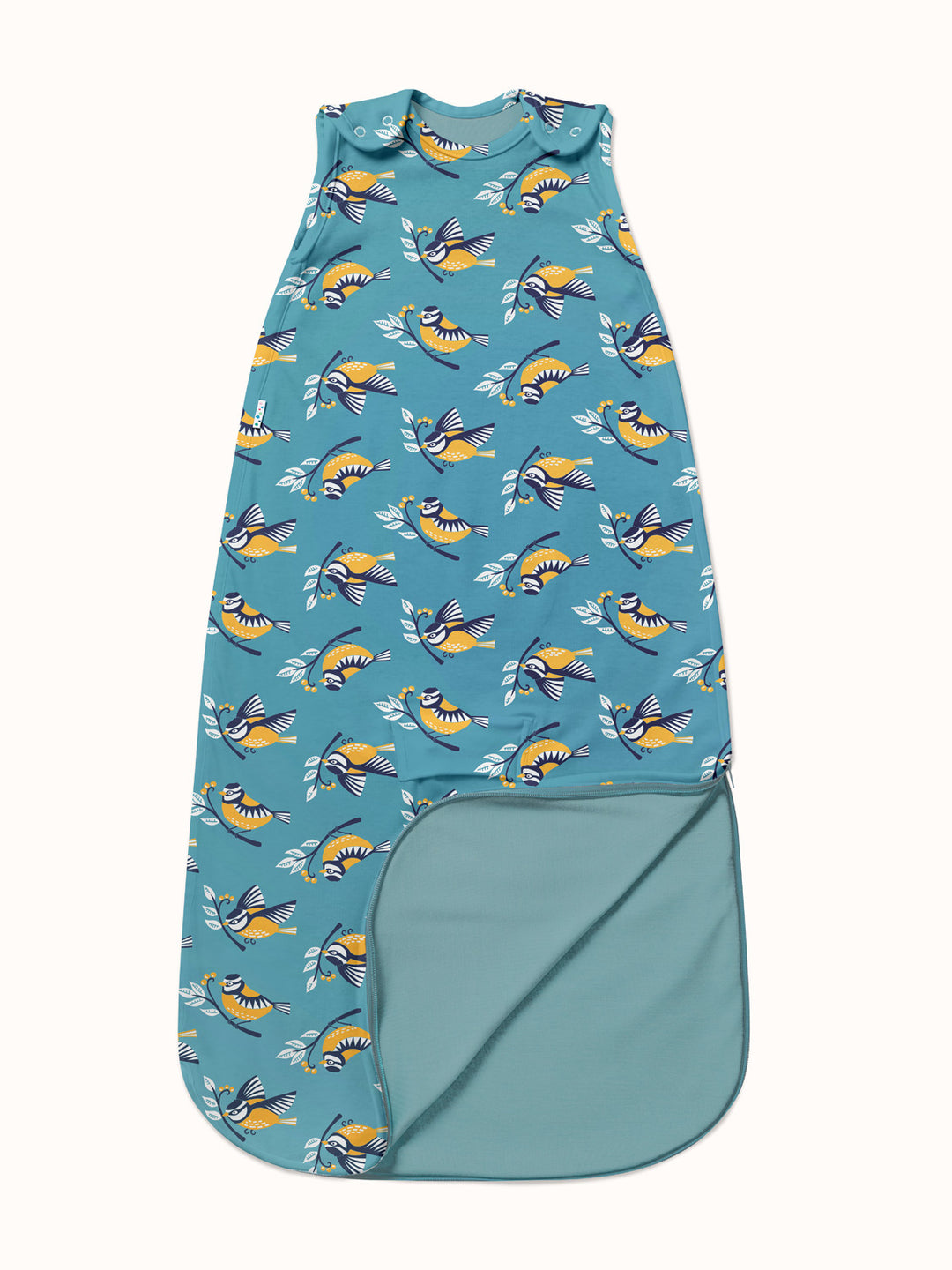 Merino baby sleeping bag navy birds #colour_blue-tit