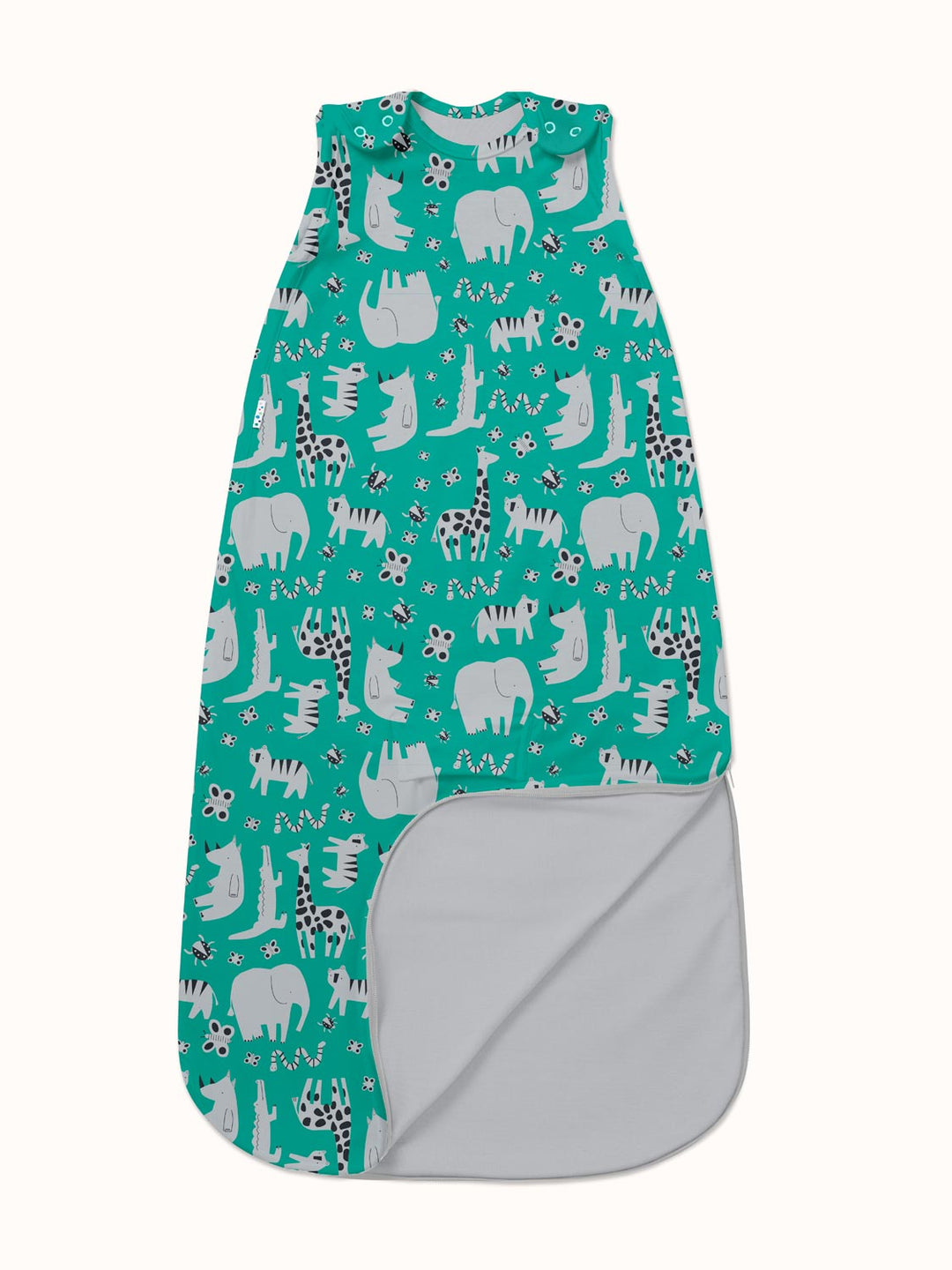 Merino baby sleeping bag green safari animal organic #colour_on-safari