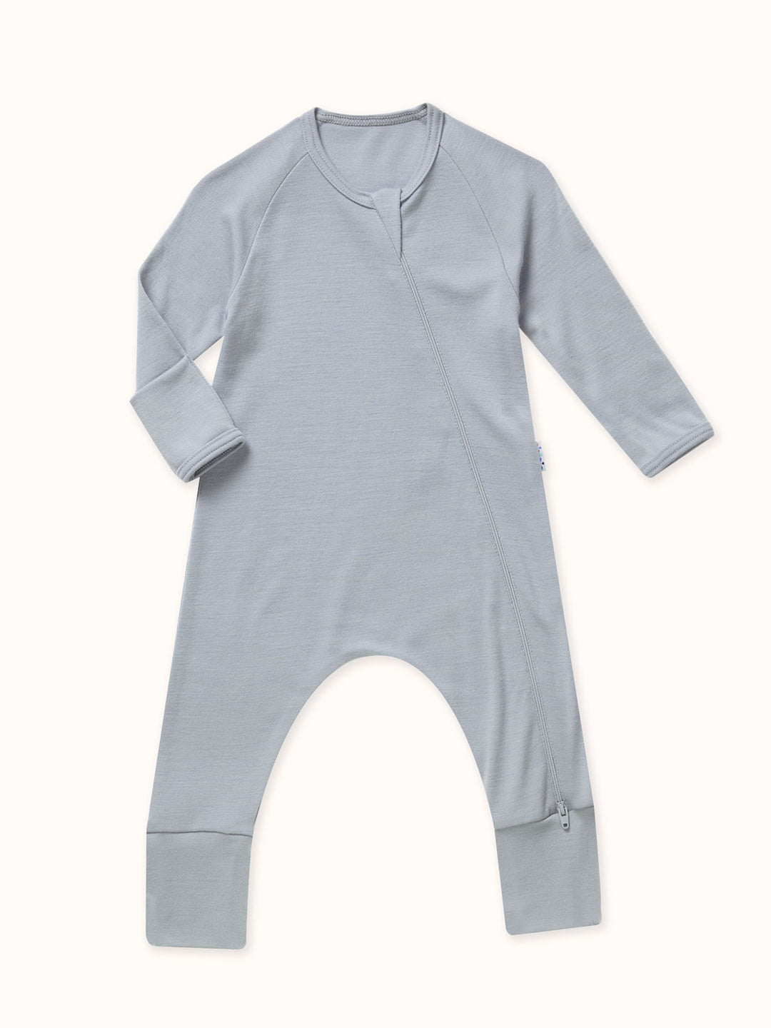 merino baby sleepsuit grey #colour_cloud-grey