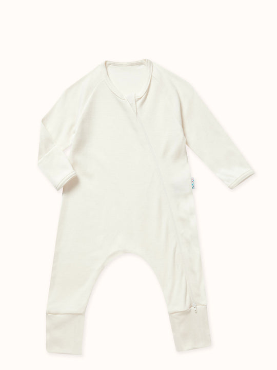 merino baby sleepsuit white #colour_pure-ivory