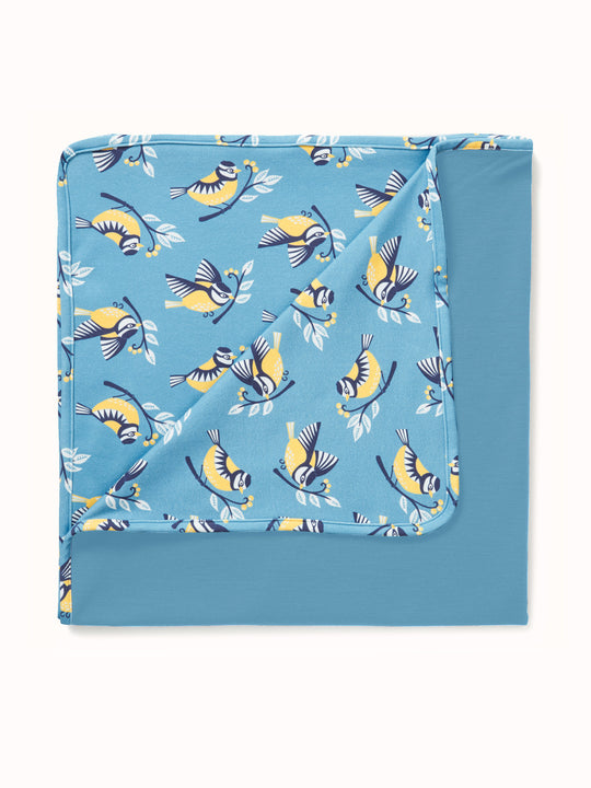 Merino baby wrap blanket bird  #colour_blue-tit
