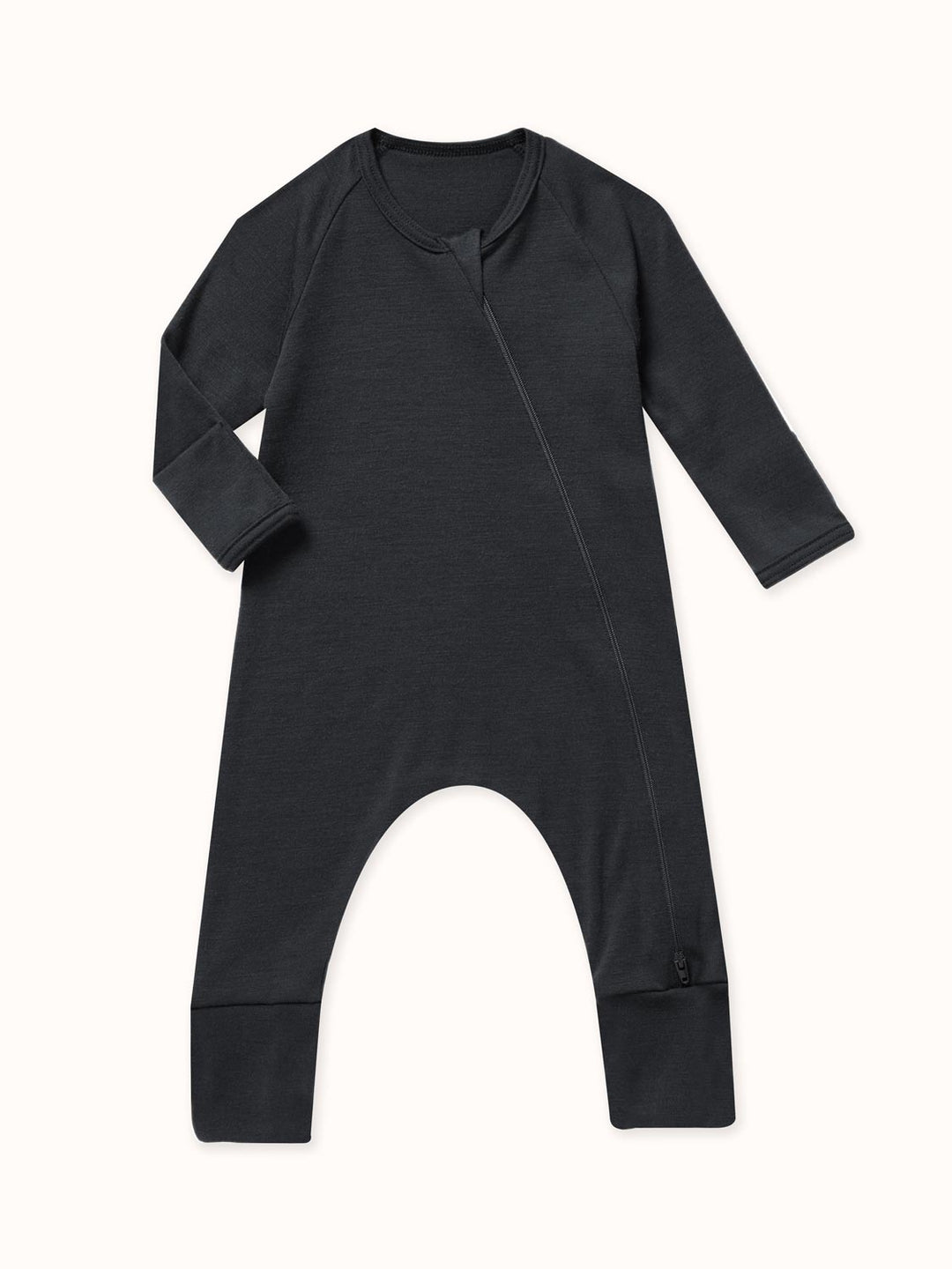 merino baby sleepsuit black #colour_ink