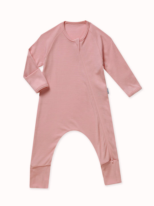 Merino baby zipsuit pink #colour_vintage-rose