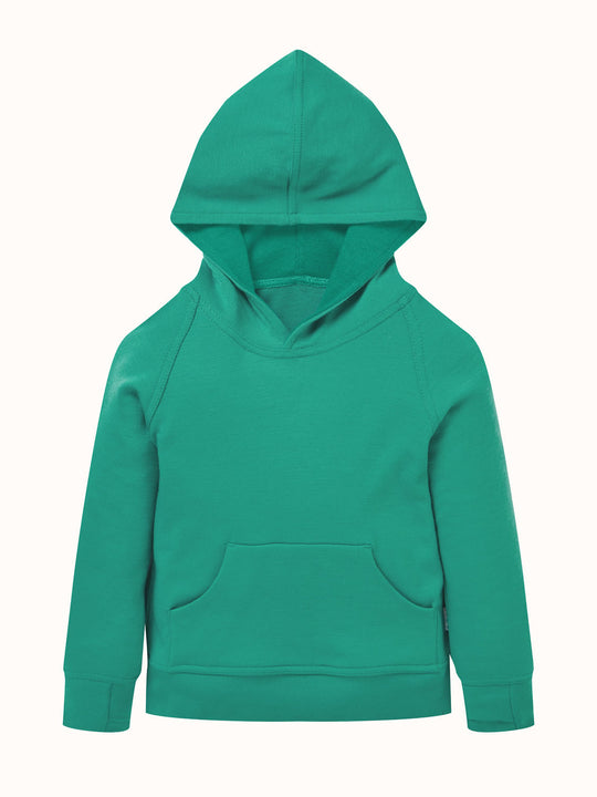 Kids merino hoodie green #colour_wild-green