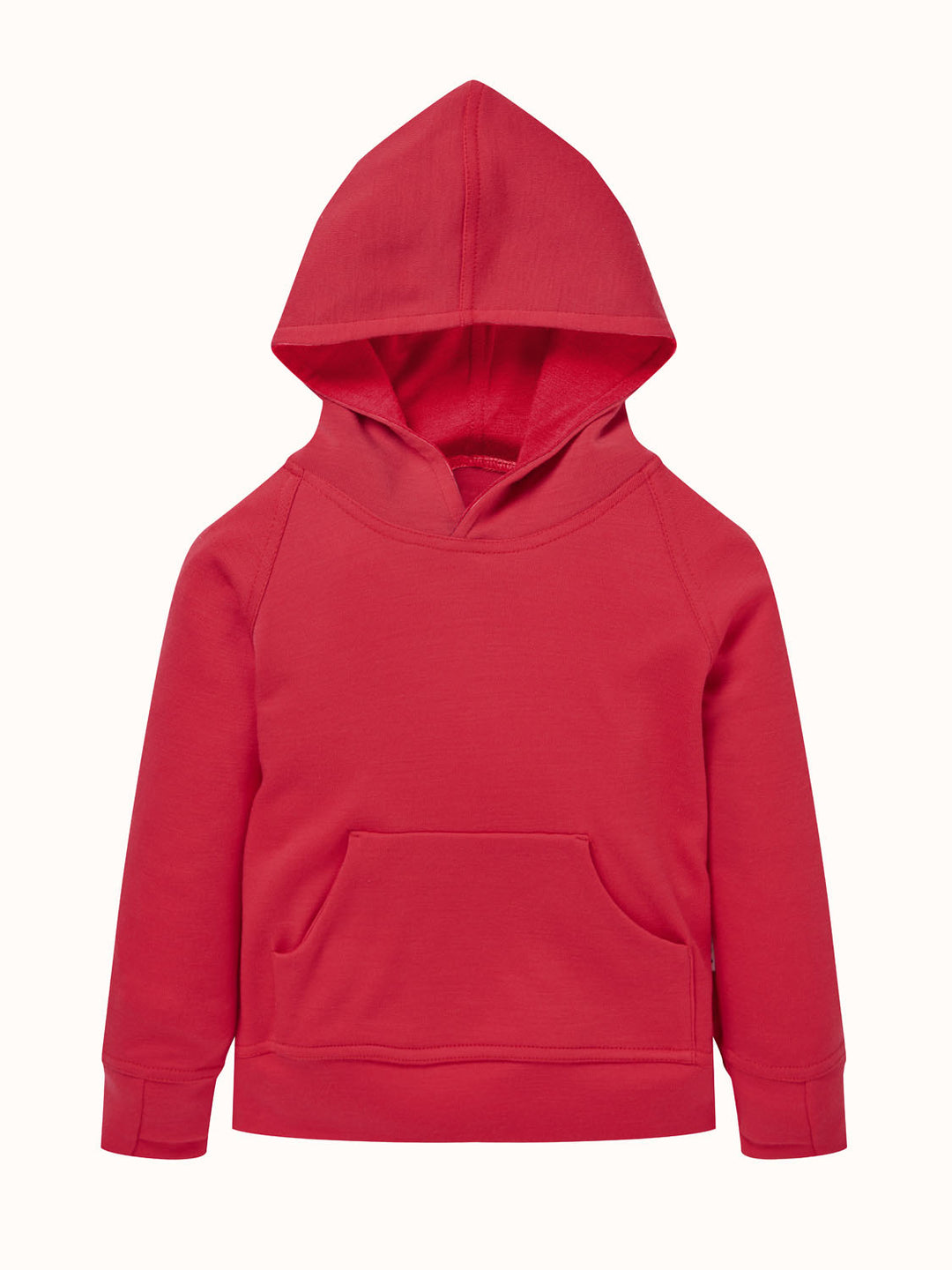 Merino kids hoodie red #colour_soft-red