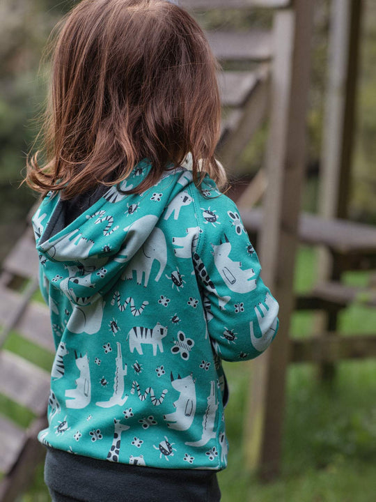 Kids Merino Reversible Hoody Superlove Merino safari animals back #colour_on-safari