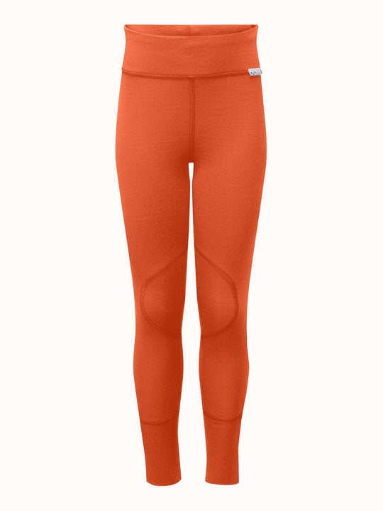 Kids merino base layer thermal legging orange still #colour_fox