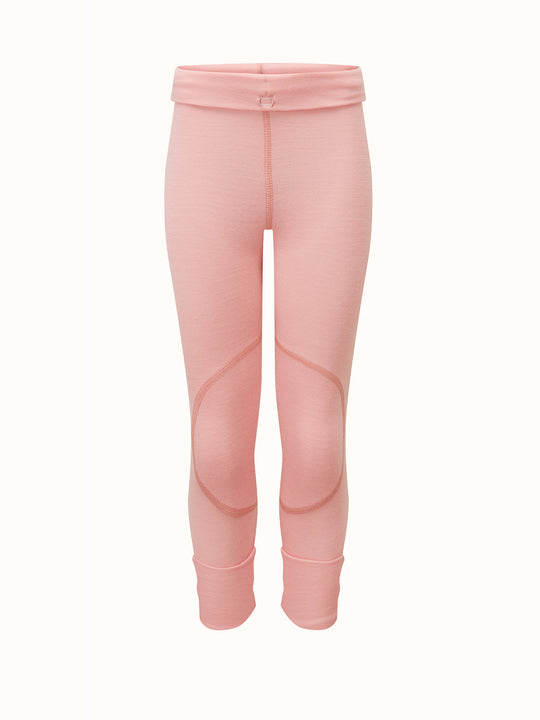 Merino kids thermal baselayer legging pink folded #colour_vintage-rose