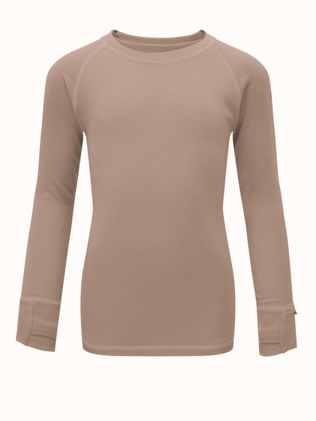 Merino kids thermal baselayer top beige neutral #colour_pebble