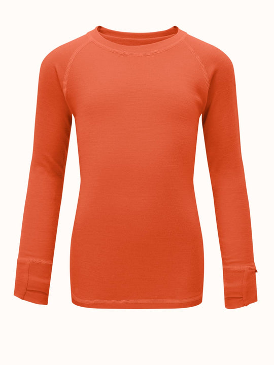 Merino kids thermal baselayer top  orange #colour_fox