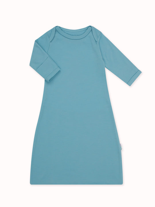 Newborn baby merino sleep gown blue #colour_raindrop