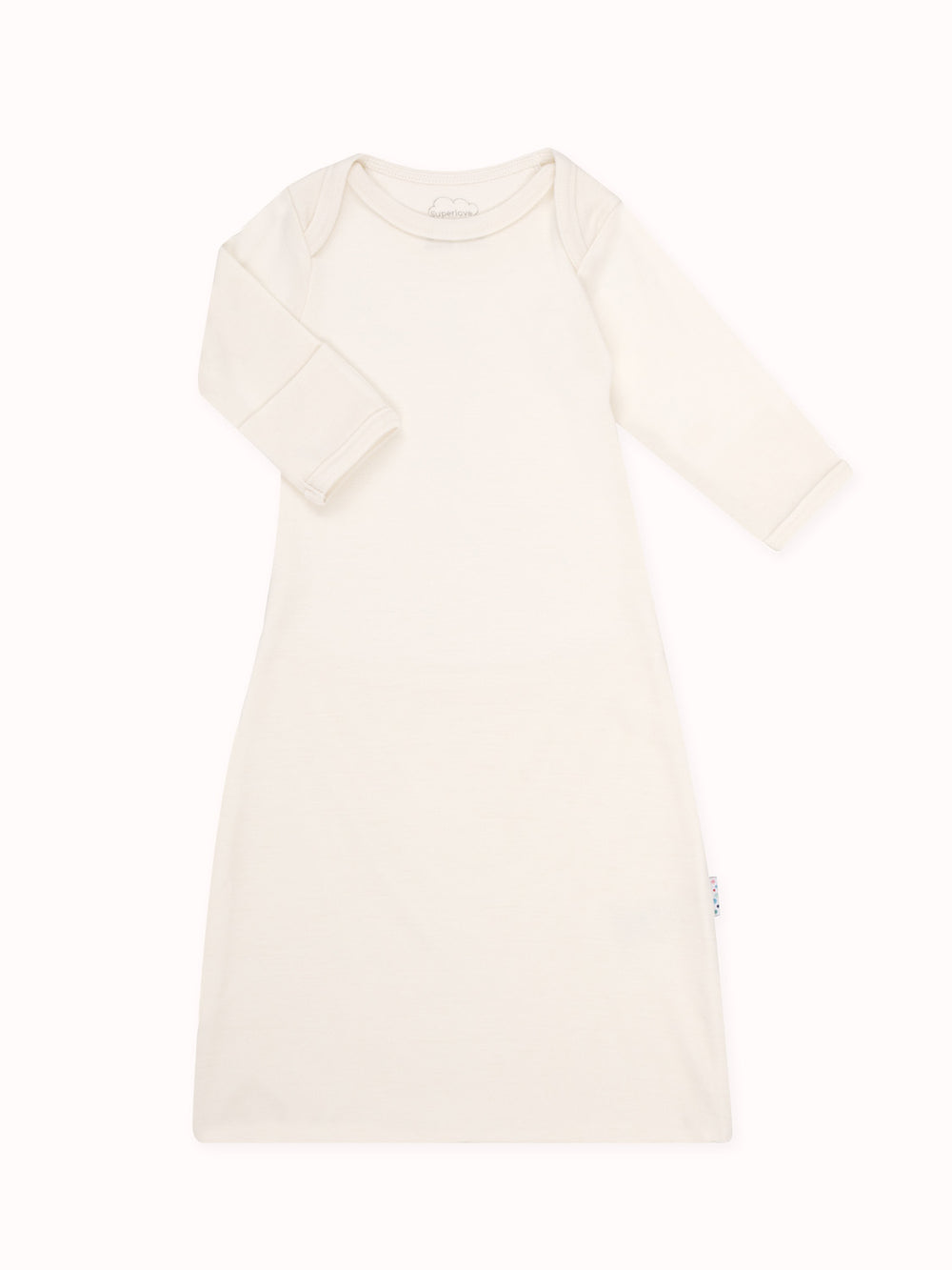 Newborn baby merino sleep gown white #colour_pure-ivory