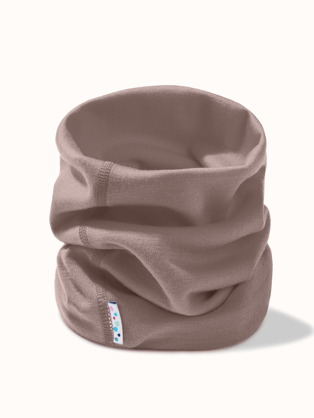 Merino snood neck gaiter beige still #colour_pebble