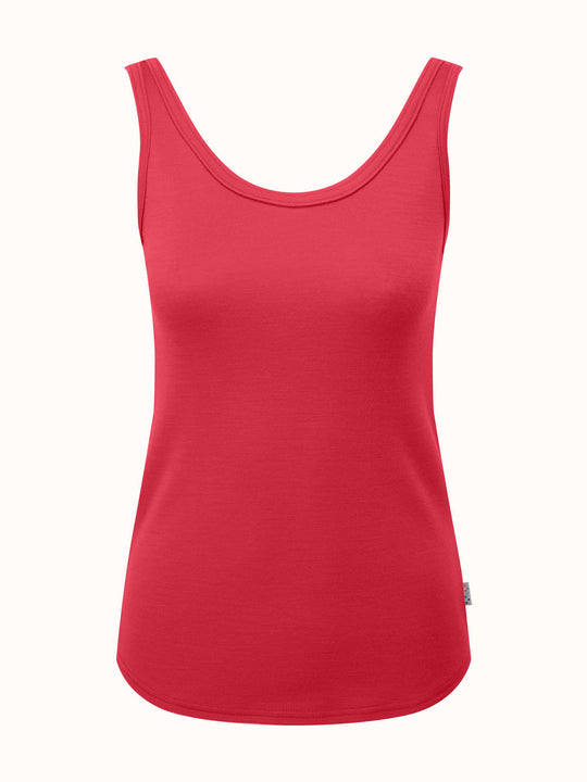 Merino womens baselayer thermal vest red #colour_soft-red