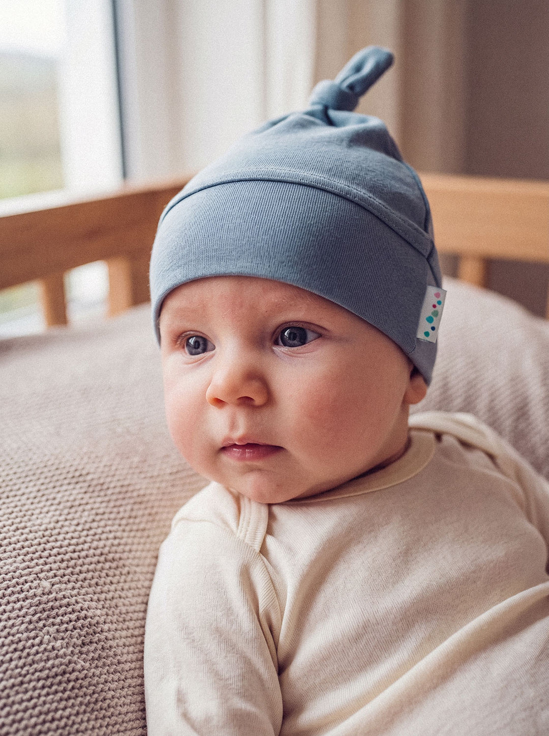 Merino baby hat blue front #colour_lake