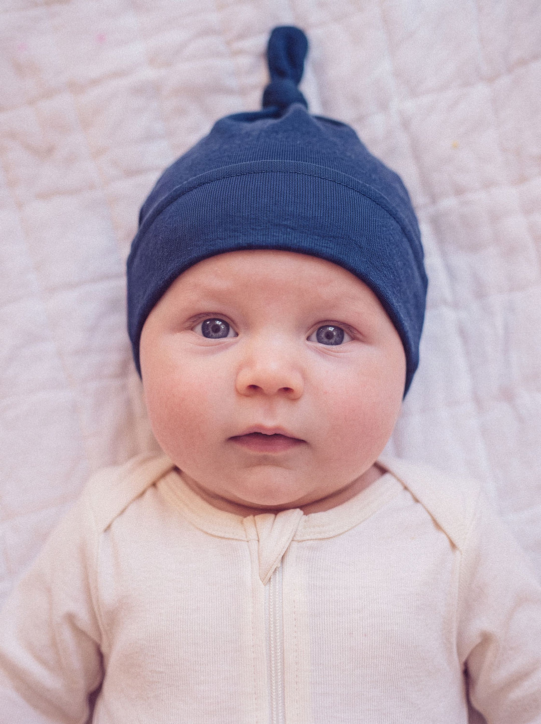 Merino baby hat navy side #colour_french-navy