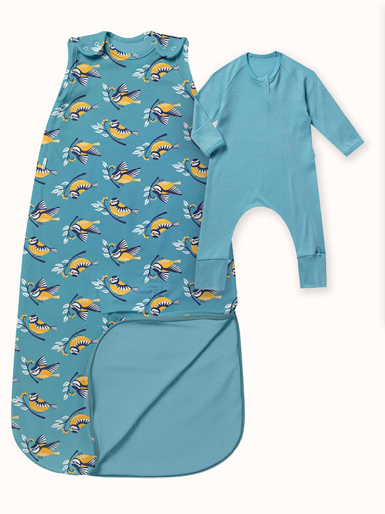 merino baby sleeping bag blue birds #colour_blue-tit