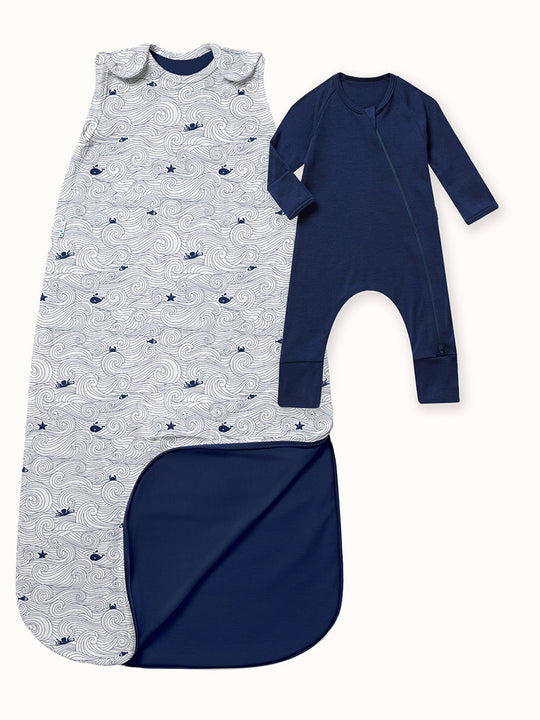merino baby sleeping bag whales front #colour_drifting-off