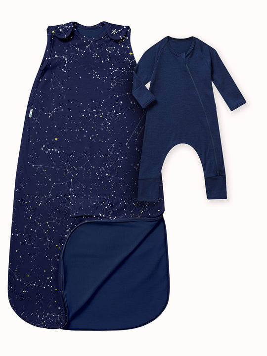 merino baby sleeping bag navy star still #colour_superstar