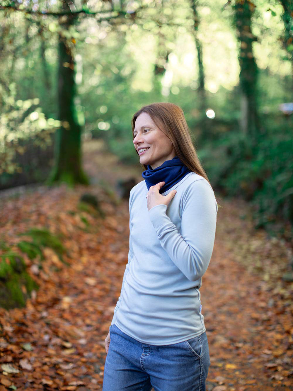 merino wool snood womens #colour_french-navy