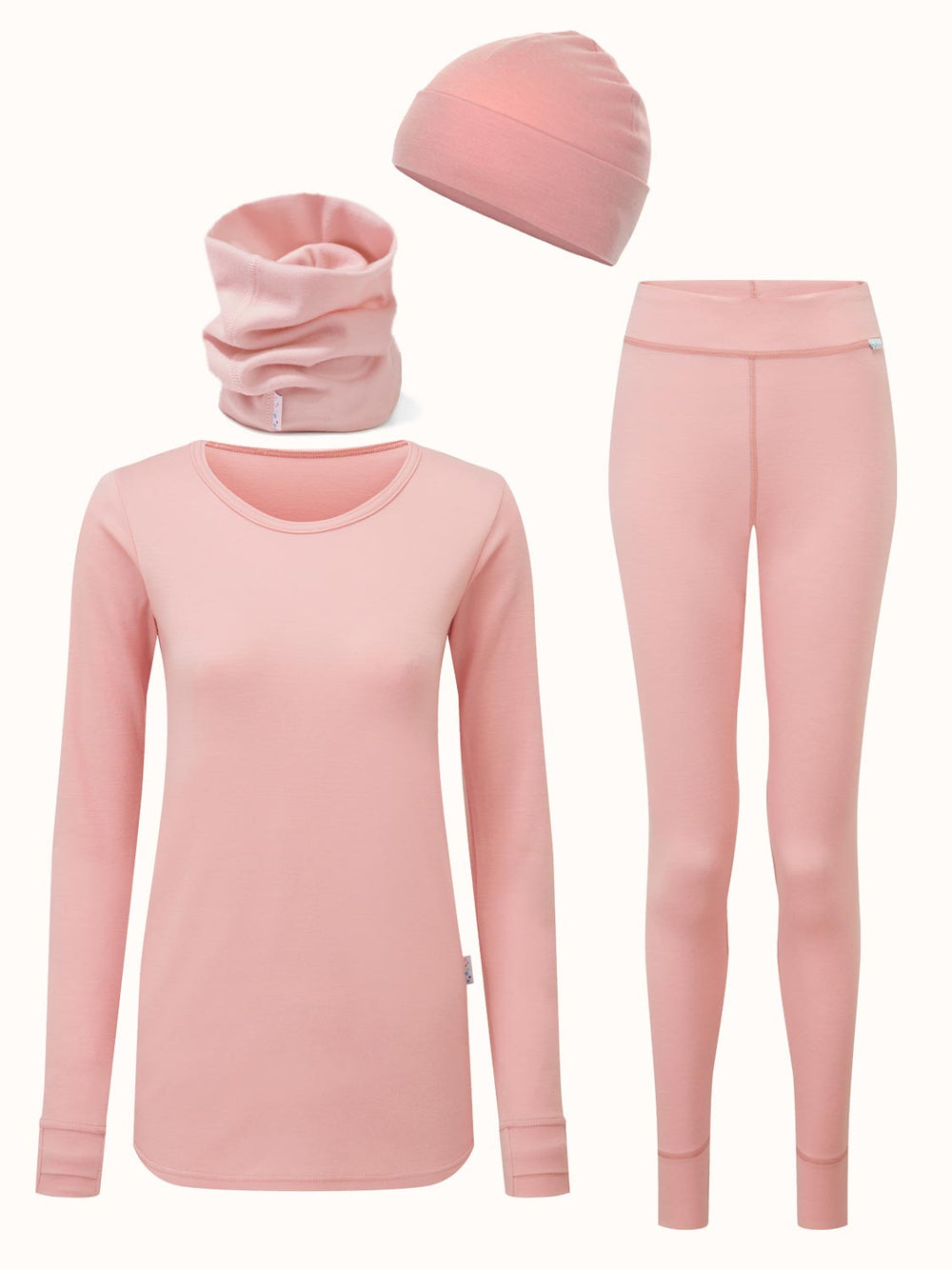 womens merino ski thermal base layer superlove merino pink #colour_vintage-rose