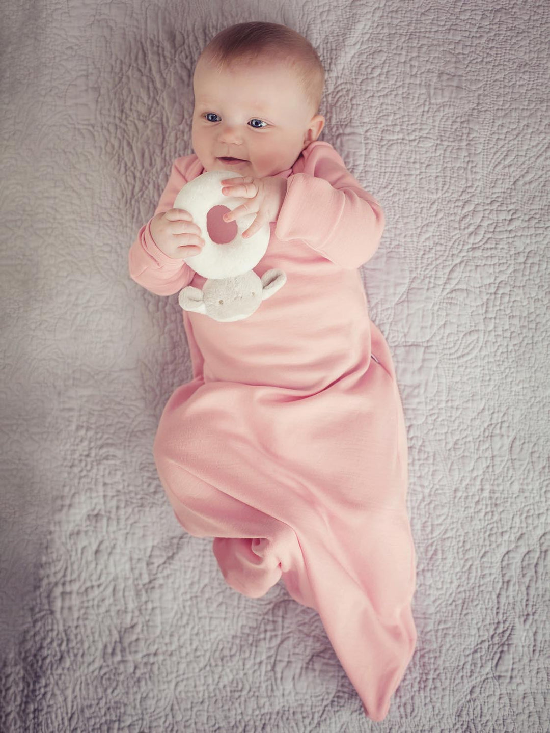baby merino sleep gown pink front #colour_vintage-rose