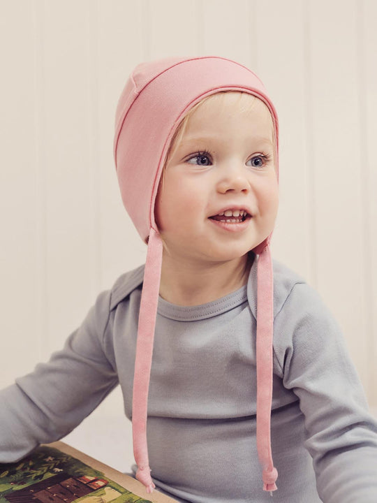 Merino Baby & Toddler Reversible Hat Accessory Superlove Merino pink front #colour_vintage-rose