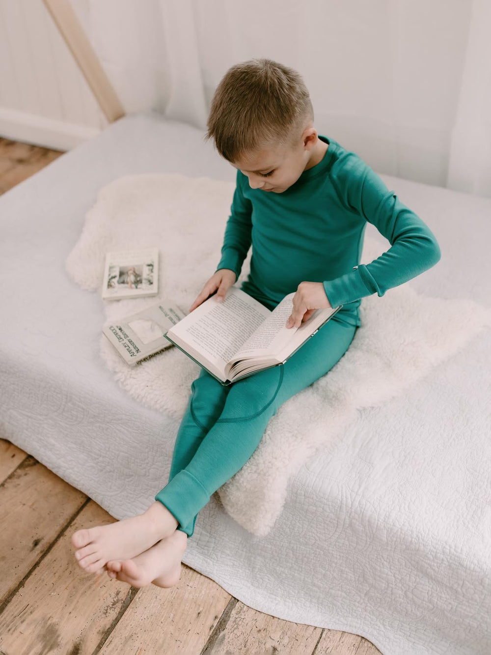 kids merino legging pyjama green #colour_wild-green