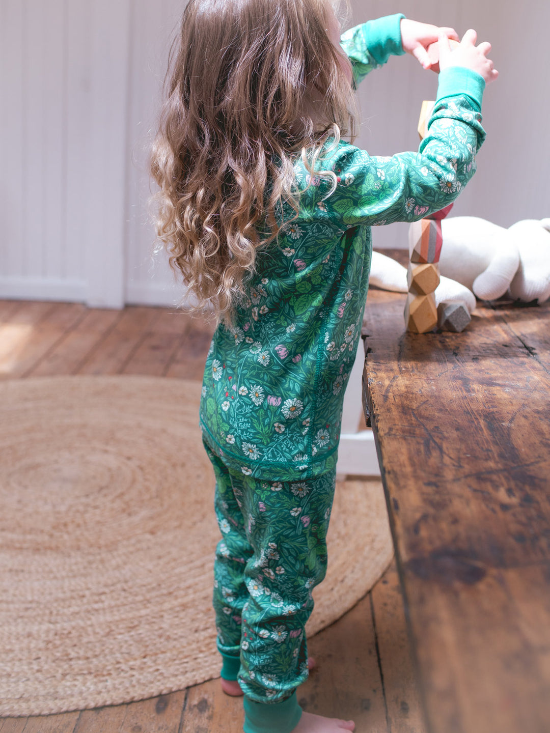 organic cotton kids pyjama PJ side #colour_secret-garden