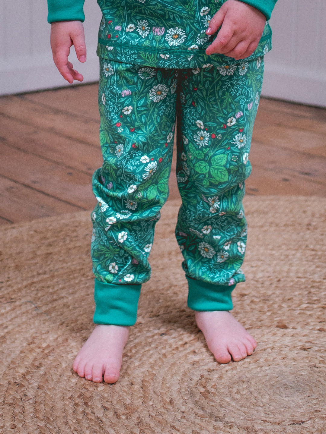 organic cotton kids pyjama PJ pants #colour_secret-garden