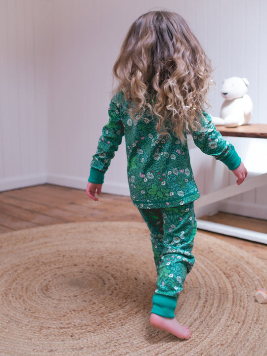 organic cotton kids pyjama PJ back #colour_secret-garden